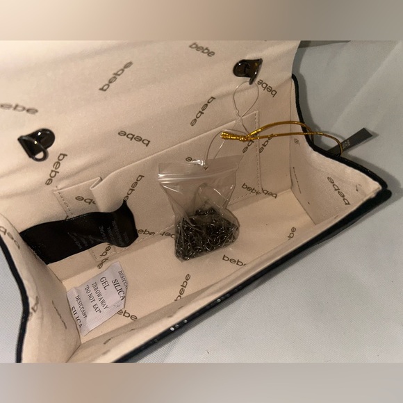 NEW! NWT BEBE Logo Rhinestone Crystal Paris Mini Top Handle Satchel Bag Black - Picture 5 of 6